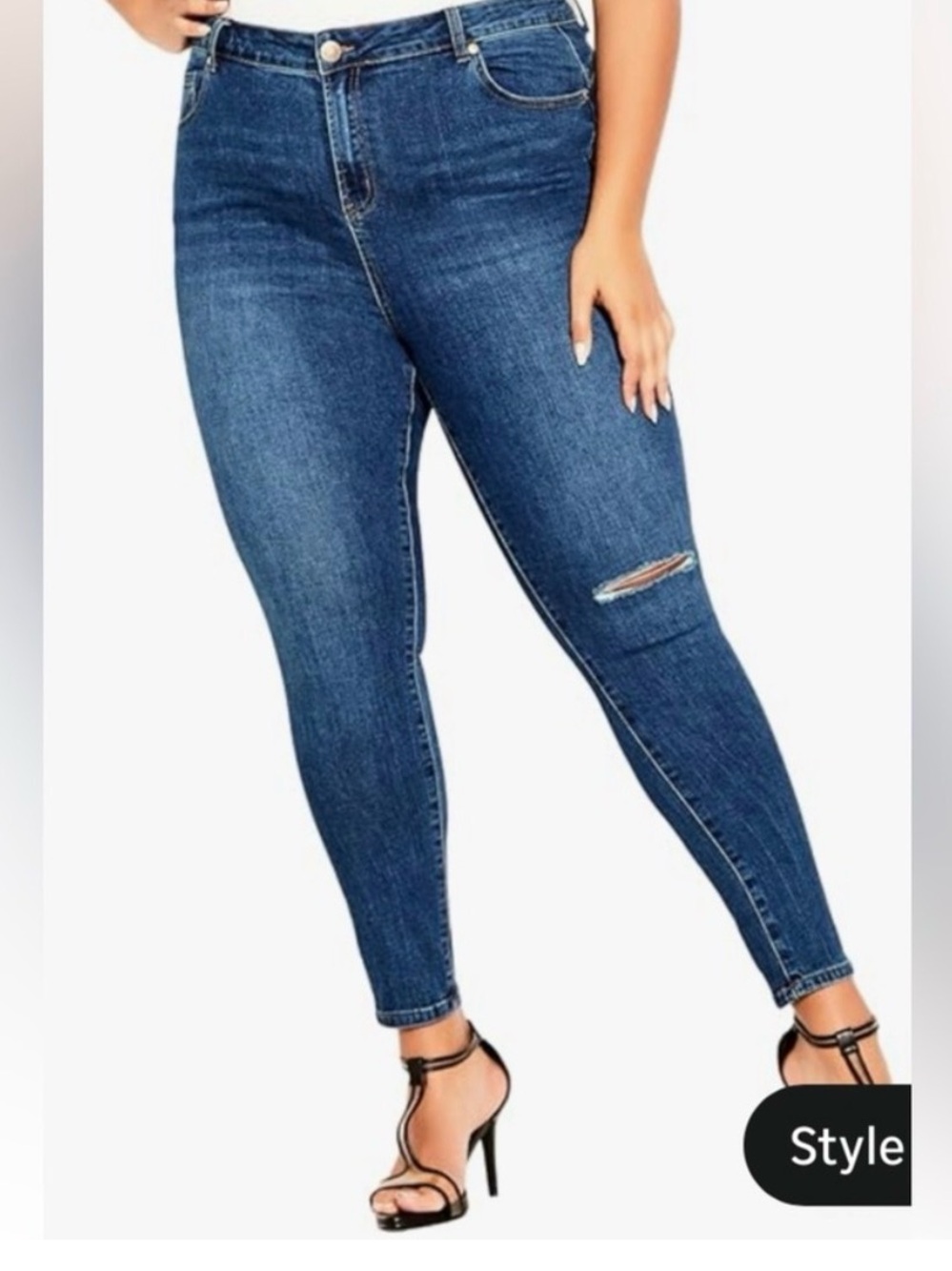 City Chic‎ asha distressed dark Blue high rise Jeans size 12
